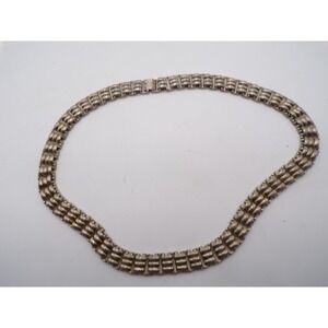 Vintage Textured Silver Tone Necklace Articulated Panels‎ Fashion Jewelry